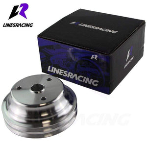 Planet Gates Aluminum Crankshaft Pulley Fit for Small Block Chevy 2 Groove LWP Long Water Pump for  350 Crank