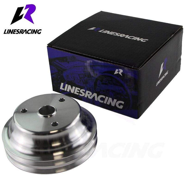 Planet Gates Aluminum Crankshaft Pulley Fit for Small Block Chevy 2 Groove LWP Long Water Pump for  350 Crank