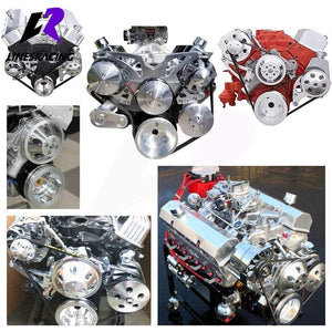 Planet Gates Aluminum Crankshaft Pulley Fit for Small Block Chevy 2 Groove LWP Long Water Pump for  350 Crank