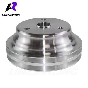 Planet Gates Aluminum Crankshaft Pulley Fit for Small Block Chevy 2 Groove LWP Long Water Pump for  350 Crank