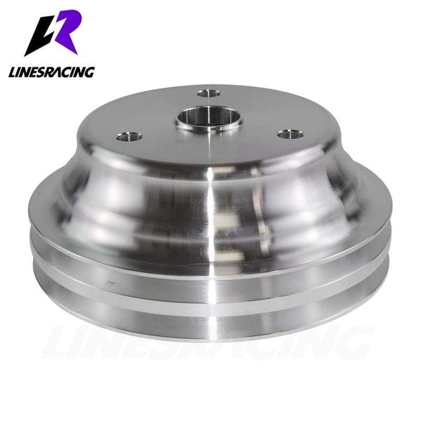 Planet Gates Aluminum Crankshaft Pulley Fit for Small Block Chevy 2 Groove LWP Long Water Pump for  350 Crank