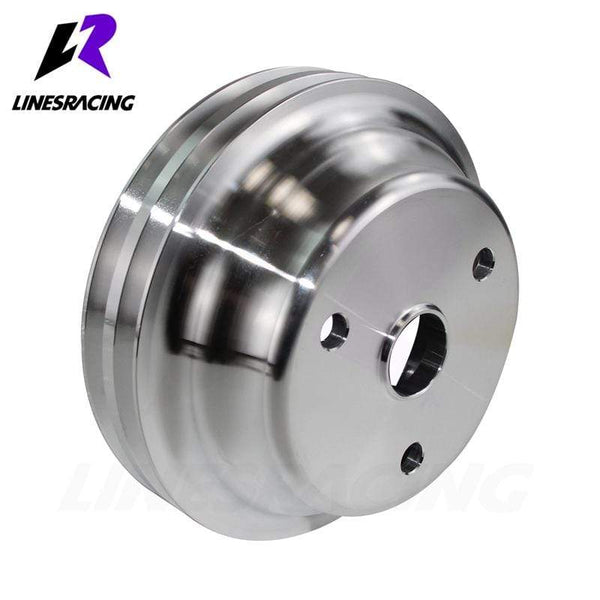 Planet Gates Aluminum Crankshaft Pulley Fit for Small Block Chevy 2 Groove LWP Long Water Pump for  350 Crank