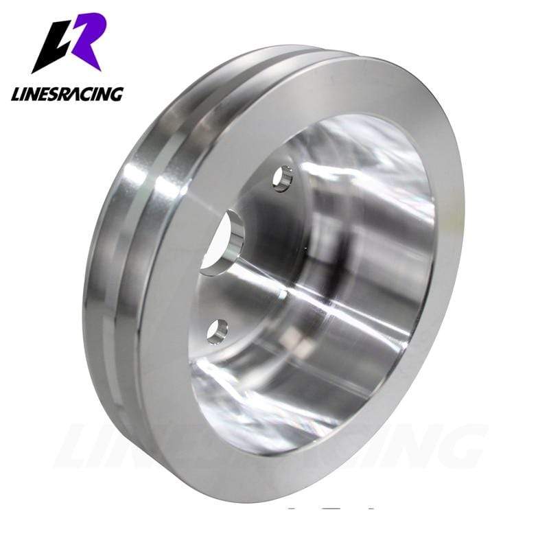 Planet Gates Aluminum Crankshaft Pulley Fit for Small Block Chevy 2 Groove LWP Long Water Pump for  350 Crank