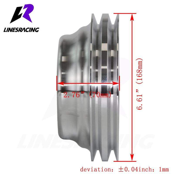 Planet Gates Aluminum Crankshaft Pulley Fit for Small Block Chevy 2 Groove LWP Long Water Pump for  350 Crank