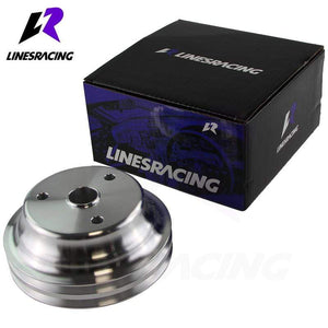 Planet Gates Aluminum Crankshaft Pulley Fit for Small Block Chevy 2 Groove LWP Long Water Pump for  350 Crank