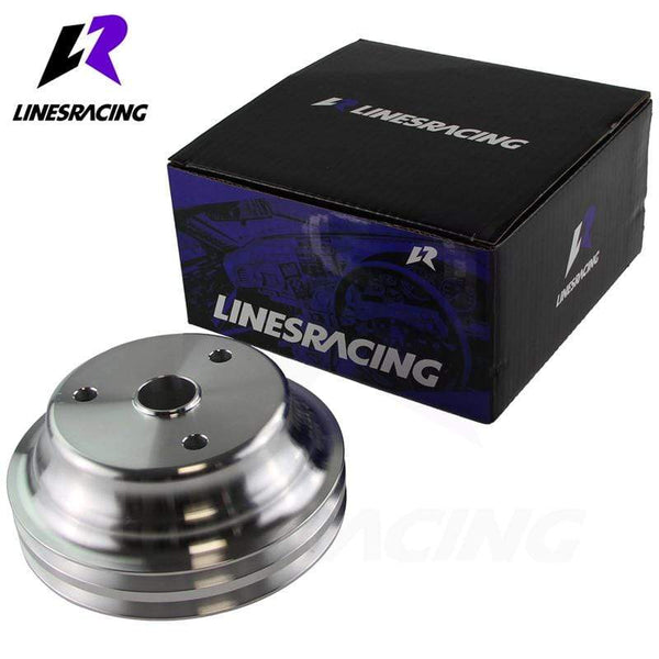 Planet Gates Aluminum Crankshaft Pulley Fit for Small Block Chevy 2 Groove LWP Long Water Pump for  350 Crank