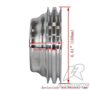 Planet Gates Aluminum Crankshaft Pulley Fit for Small Block Chevy 2 Groove LWP Long Water Pump for  350 Crank