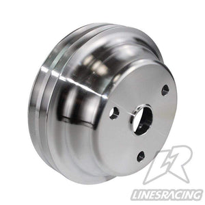 Planet Gates Aluminum Crankshaft Pulley Fit for Small Block Chevy 2 Groove LWP Long Water Pump for  350 Crank