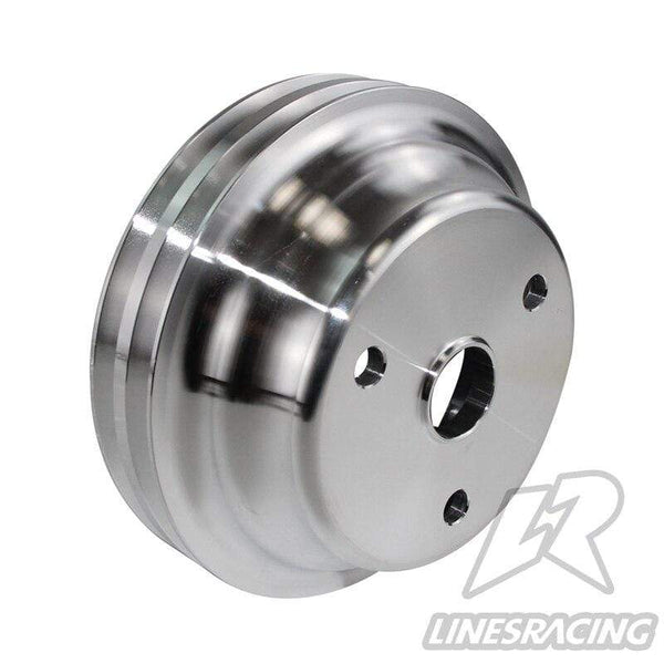 Planet Gates Aluminum Crankshaft Pulley Fit for Small Block Chevy 2 Groove LWP Long Water Pump for  350 Crank