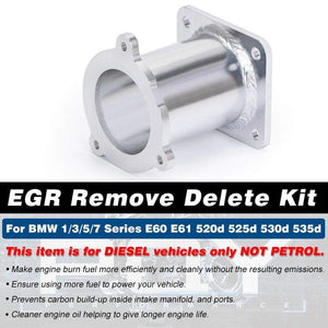 Planet Gates ALUMINUM EGR REMOVAL KIT BLANKING BYPASS FOR BMW 5 SERIES E60 E61 E61N 520i 525d 530d 535d DELETE KIT PQY-EGR08
