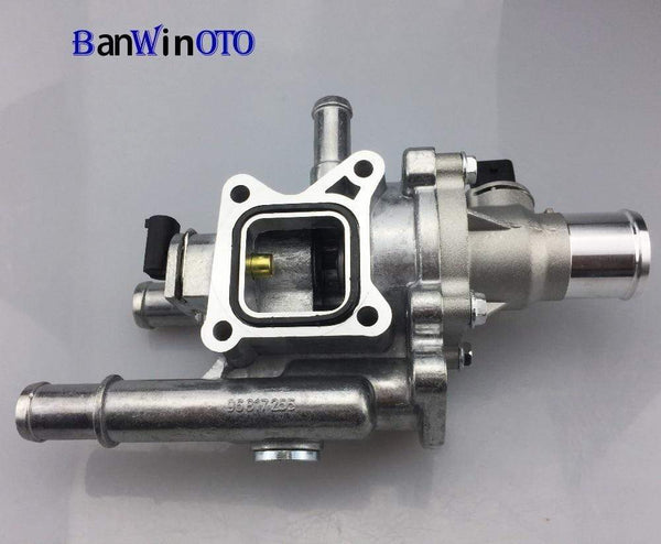 Planet Gates Aluminum Engine Cooling Thermostat Housing Cover Assembly for Chevrolet Cruze Sonic Aveo 251922 251919928 55579951 with sensor