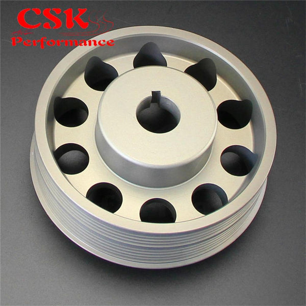 Planet Gates Aluminum Light-Weight Crankshaft Crank Pulley Fits For Subaru Impreza WRX STI Gray/Red/Black