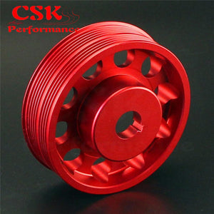 Planet Gates Aluminum Light-Weight Crankshaft Crank Pulley Fits For Subaru Impreza WRX STI Gray/Red/Black