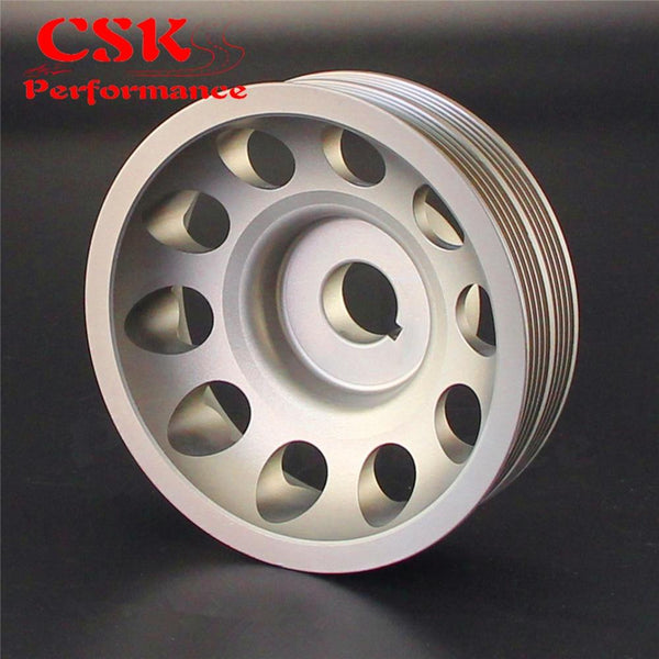 Planet Gates Aluminum Light-Weight Crankshaft Crank Pulley Fits For Subaru Impreza WRX STI Gray/Red/Black