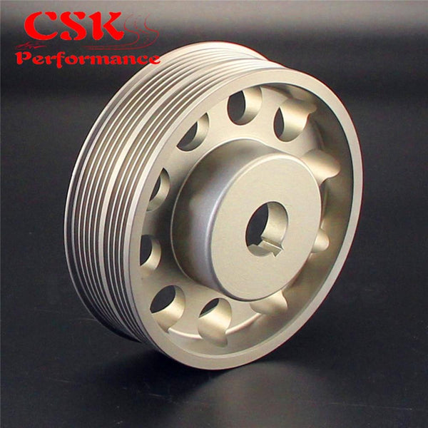 Planet Gates Aluminum Light-Weight Crankshaft Crank Pulley Fits For Subaru Impreza WRX STI Gray/Red/Black