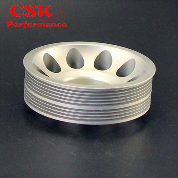 Planet Gates Aluminum Light-Weight Crankshaft Crank Pulley Fits For Subaru Impreza WRX STI Gray/Red/Black