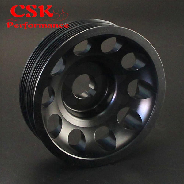 Planet Gates Aluminum Light-Weight Crankshaft Crank Pulley Fits For Subaru Impreza WRX STI Gray/Red/Black