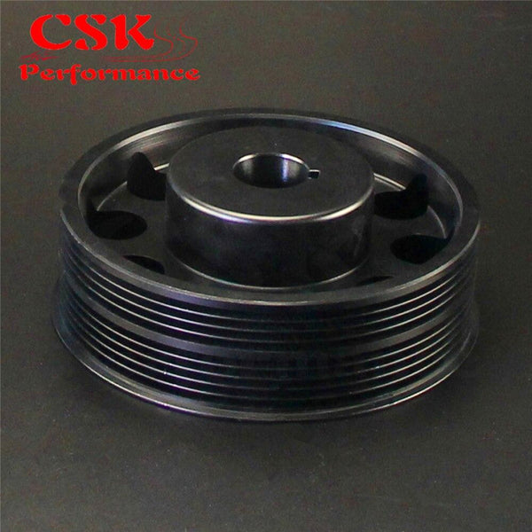 Planet Gates Aluminum Light-Weight Crankshaft Crank Pulley Fits For Subaru Impreza WRX STI Gray/Red/Black