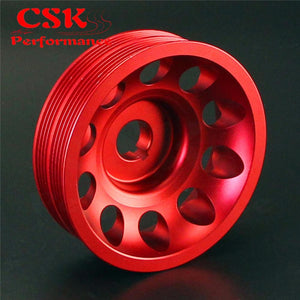 Planet Gates Aluminum Light-Weight Crankshaft Crank Pulley Fits For Subaru Impreza WRX STI Gray/Red/Black