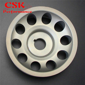 Planet Gates Aluminum Light-Weight Crankshaft Crank Pulley Fits For Subaru Impreza WRX STI Gray/Red/Black