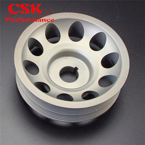 Planet Gates Aluminum Light-Weight Crankshaft Crank Pulley Fits For Subaru Impreza WRX STI Gray/Red/Black