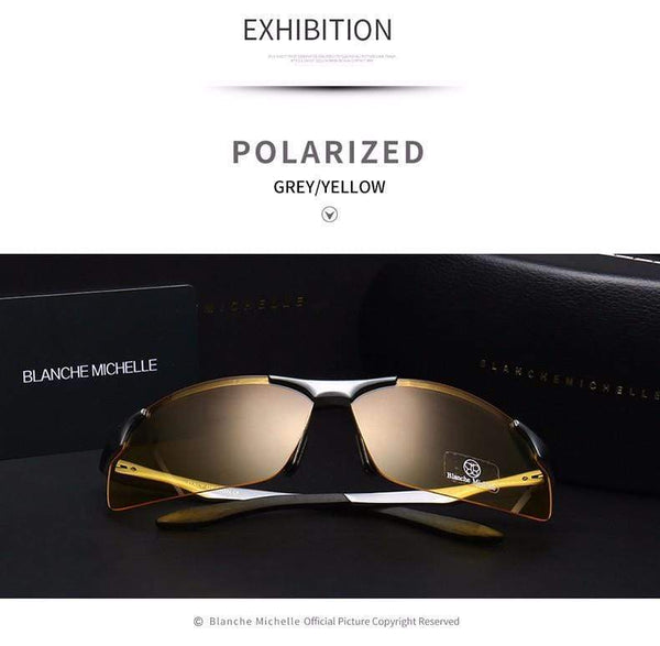 Planet Gates Aluminum Magnesium Men Sunglasses Polarized Sports Driving Night Vision Goggles Sunglass Fishing UV400 Rimless Sun Glasses