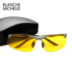 Planet Gates Aluminum Magnesium Men Sunglasses Polarized Sports Driving Night Vision Goggles Sunglass Fishing UV400 Rimless Sun Glasses