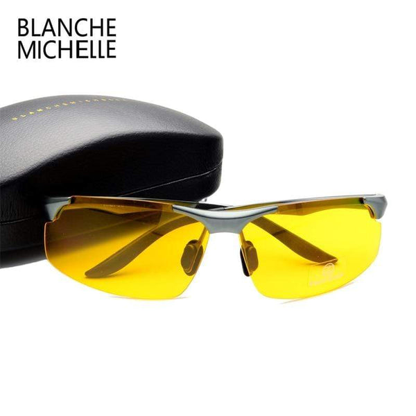 Planet Gates Aluminum Magnesium Men Sunglasses Polarized Sports Driving Night Vision Goggles Sunglass Fishing UV400 Rimless Sun Glasses