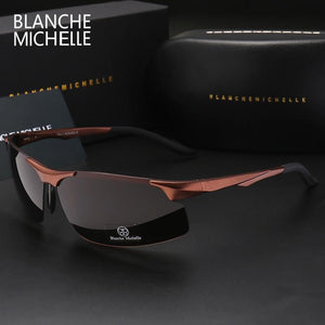Planet Gates Aluminum Magnesium Men Sunglasses Polarized Sports Driving Night Vision Goggles Sunglass Fishing UV400 Rimless Sun Glasses