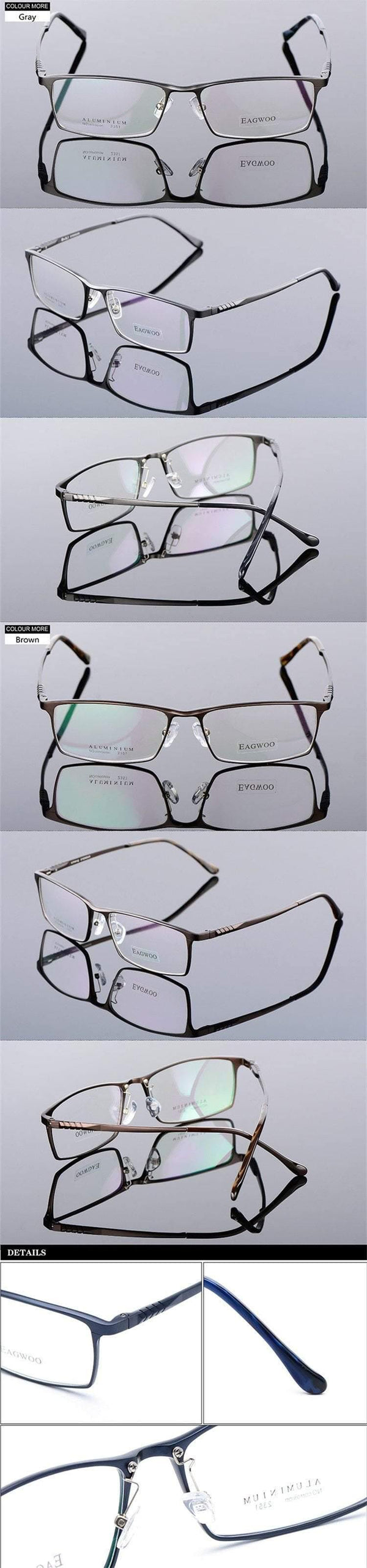 Planet Gates Aluminum Men Wide Face Prescription Eyeglasses  Full Rim Optical Frame Business Eye Glasses