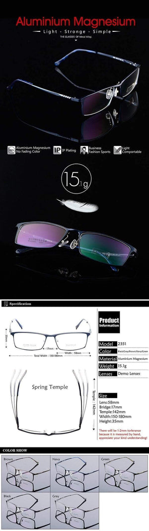 Planet Gates Aluminum Men Wide Face Prescription Eyeglasses  Full Rim Optical Frame Business Eye Glasses