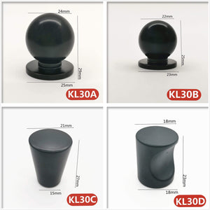 Aluminum Modern Black Cabinet Handle Furniture Hardware Kitchen Door Single Knobs Cupboard Wardrobe Drawer Pulls