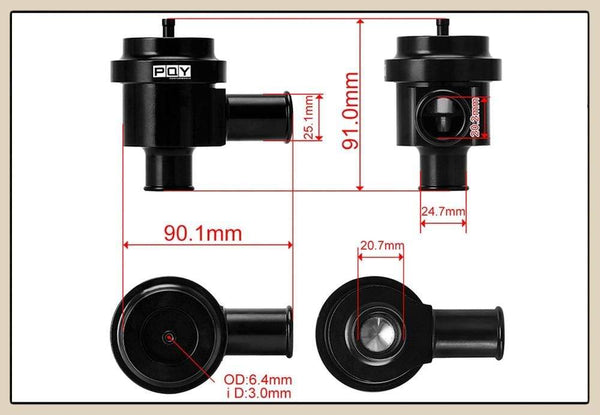 Planet Gates Aluminum Recirculate Diverter Valve Turbo BOV Boost For Volkswagen Golf Jetta 2000-2005 for Audi 1.8T 2.7T 1998-2006 JR-BOV04