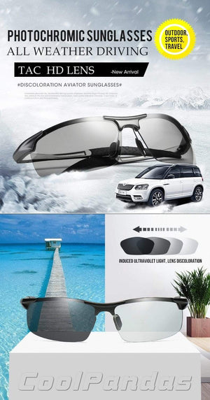 Planet Gates Aluminum Rimless Photochromic Sunglasses Men Polarized Day Night Driving Glasses Chameleon Anti-Glare gafas de sol hombre