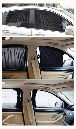 Planet Gates Aluminum Shrinkable Sun Blind Curtain Car Side Window Sun Shade Visor For SUV MPV Truck - Black (Pack of 2)
