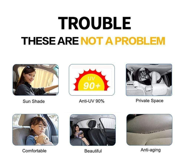 Planet Gates Aluminum Shrinkable Sun Blind Curtain Car Side Window Sun Shade Visor For SUV MPV Truck - Black (Pack of 2)