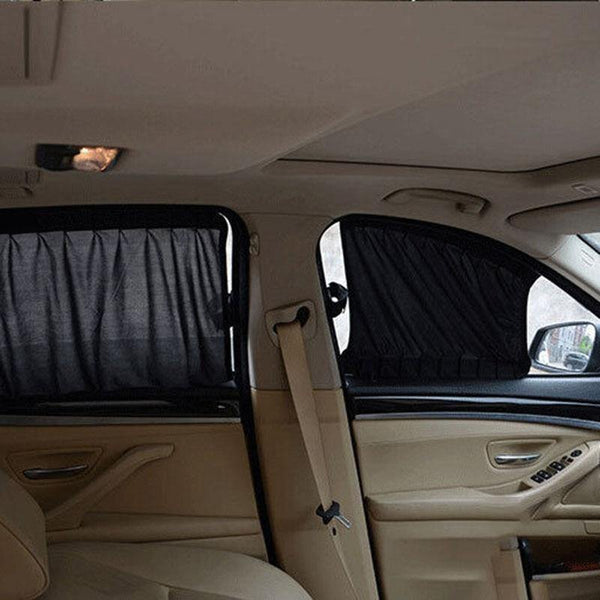 Planet Gates Aluminum Shrinkable Sun Blind Curtain Car Side Window Sun Shade Visor For SUV MPV Truck - Black (Pack of 2)