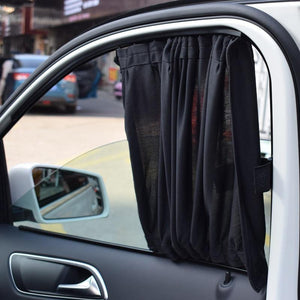 Planet Gates Aluminum Shrinkable Sun Blind Curtain Car Side Window Sun Shade Visor For SUV MPV Truck - Black (Pack of 2)