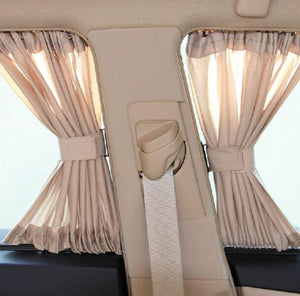 Planet Gates Aluminum Shrinkable Windowshade Curtain For Auto Car Front Rear Windows - Beige (Pack of 2)