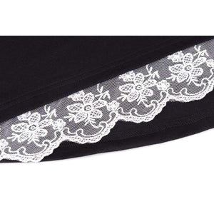 Planet Gates AM135 black / S Summer 2018 Casual Women T-shirt Short Sleeve O-neck Long Shirt Plus Size Women Clothing Hem Splice Lace Women Tops