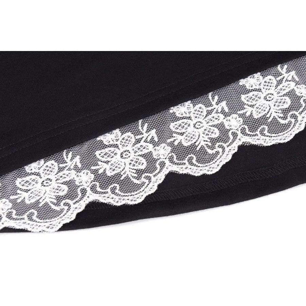 Planet Gates AM135 black / S Summer 2018 Casual Women T-shirt Short Sleeve O-neck Long Shirt Plus Size Women Clothing Hem Splice Lace Women Tops