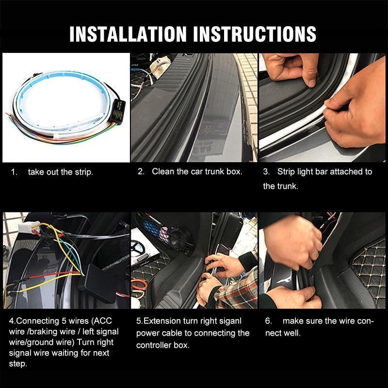 Amber Turn Signal Flow led trunk Strip light Tailgate luggage 12V Car ...
