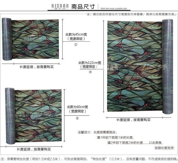 Planet Gates American Green leafy Flower window film stained glass stickers Self Adhesive Film Static Cling Window Sticker For Bathroom 100cm