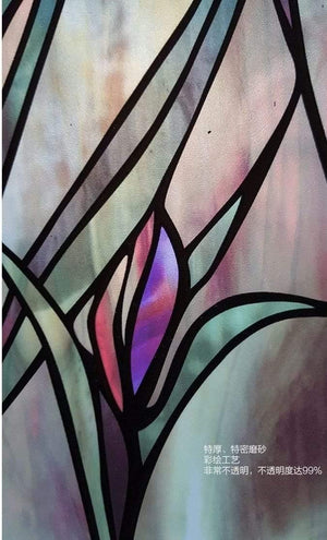 Planet Gates American Green leafy Flower window film stained glass stickers Self Adhesive Film Static Cling Window Sticker For Bathroom 100cm