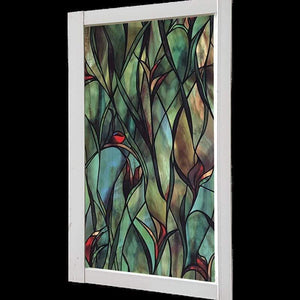 Planet Gates American Green leafy Flower window film stained glass stickers Self Adhesive Film Static Cling Window Sticker For Bathroom 100cm