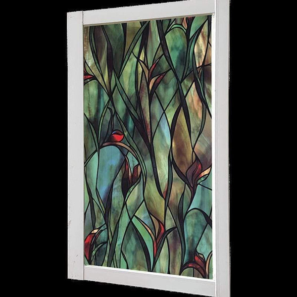 Planet Gates American Green leafy Flower window film stained glass stickers Self Adhesive Film Static Cling Window Sticker For Bathroom 100cm