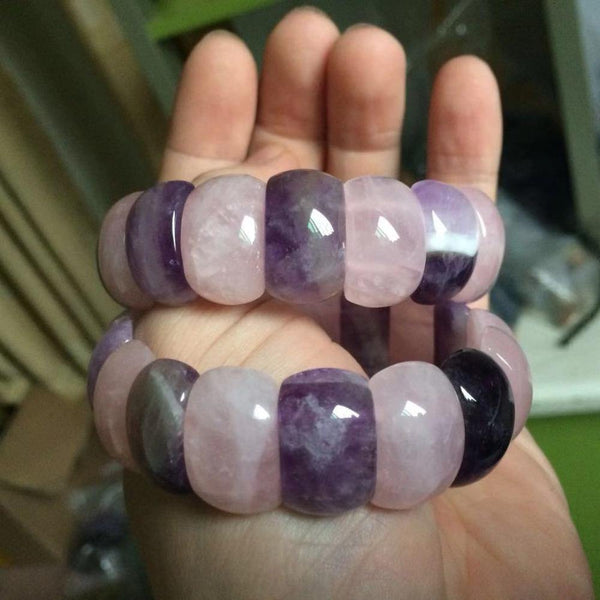 Planet Gates Amethysts & roses quartz beads bracelet natural stone bangle DIY jewelry for woman for gift wholesale !