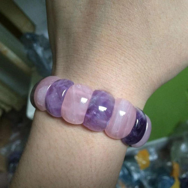 Planet Gates Amethysts & roses quartz beads bracelet natural stone bangle DIY jewelry for woman for gift wholesale !