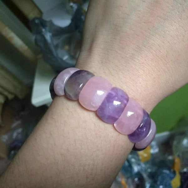Planet Gates Amethysts & roses quartz beads bracelet natural stone bangle DIY jewelry for woman for gift wholesale !