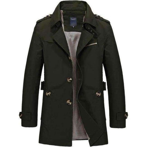 Planet Gates Amry Green / M FGKKS Men Jacket Coat Long Section Fashion Trench Coat New Brand Casual Fit Overcoat Jacket Outerwear